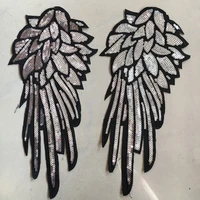 1 pair sliver sequins patch for clothes t shirt diy wings patches appliques for clothing sew on embroidered patch