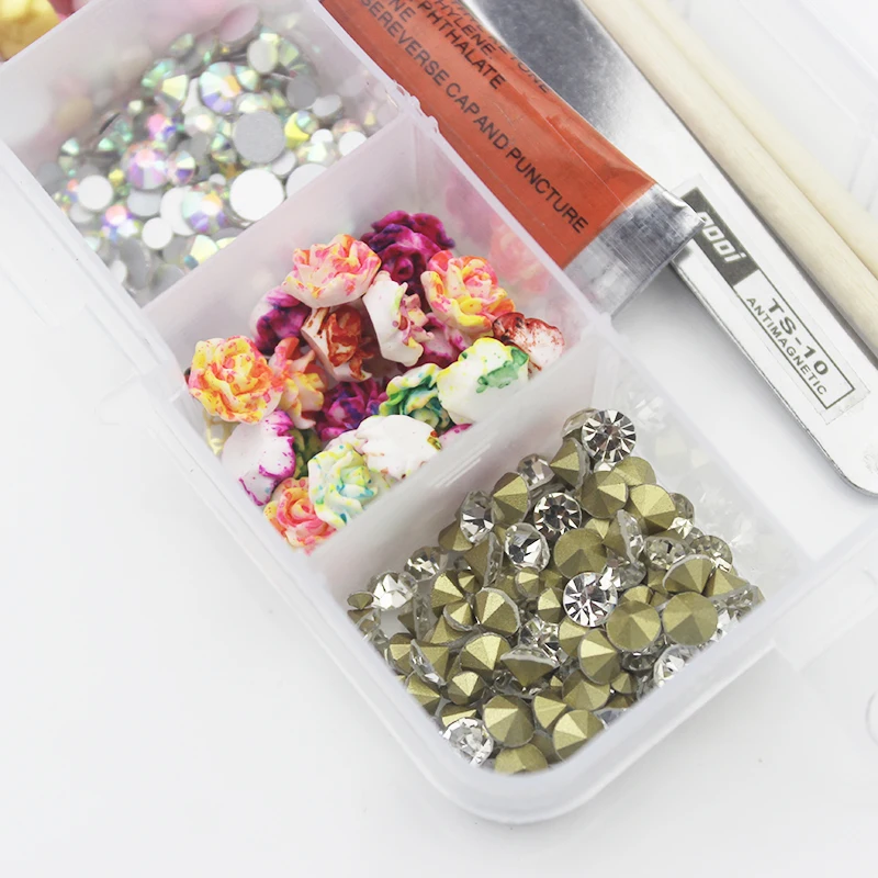 Дизайн ногтей forpretty Стразы Блеск Mix Para Unha Half жемчужина strass Adesivo клей 3D DIY Коробка