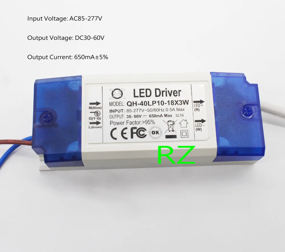 10-18x3W 650mA Светодиодный драйвер 30W 40W DC30-60V Мощный светодиодный источник питания для