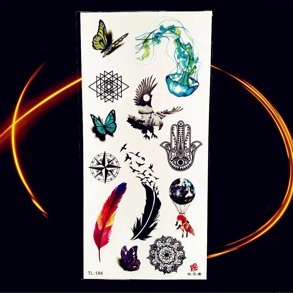 Mountain Planets Fox Temporary Tattoos For Kids Children Body Art Rose Geometric Tattoo Sticker Small Gadgets Tatoo Baby Girl | Красота и