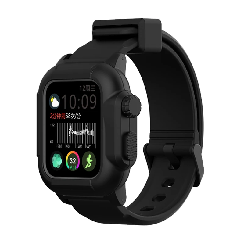 Водонепроницаемый ремешок для наручных часов Apple Watch, версии 44/40 мм/42 мм чехол с Силиконовый браслет для наручных часов iWatch, 5, 4, 3, 2, наручные часы ремень с крышкой
