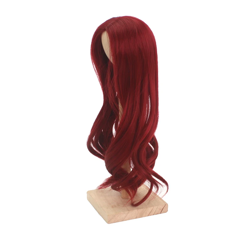 Высокое качество красное вино длинные волнистые волосы парики для 1/8 BJD куклы