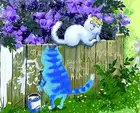 Набор для раскрашивания животных голубой Кот и белый кот в саду