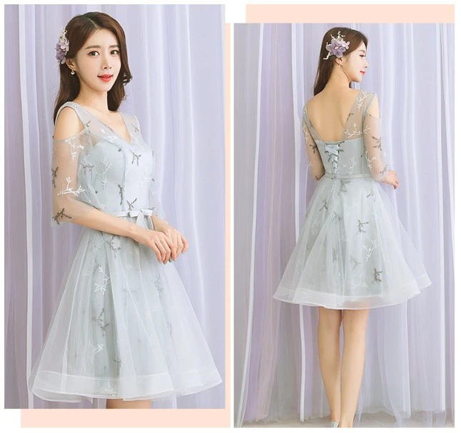 robe de soiree teen knee length grade 8 girls dress party dresses high school grey homecoming tulle ball gown for teenagers | Свадьбы и
