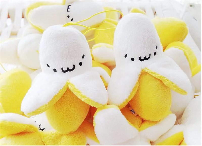 2 шт. Kawaii Mini 6 см желтый банан плюшевая игрушка на ремешке для телефона подвеска