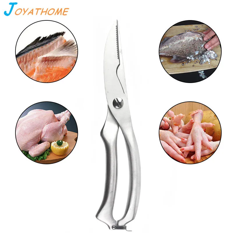 Joyathome Heavy Stainless Steel Chicken Bone Cut Fish Scissors Kitchen Hollow Handle Food Knife |