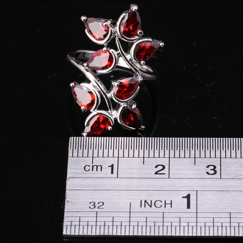 Груша Oxblood красный гранат стерлингового серебра 925 Для женщин Модные украшения