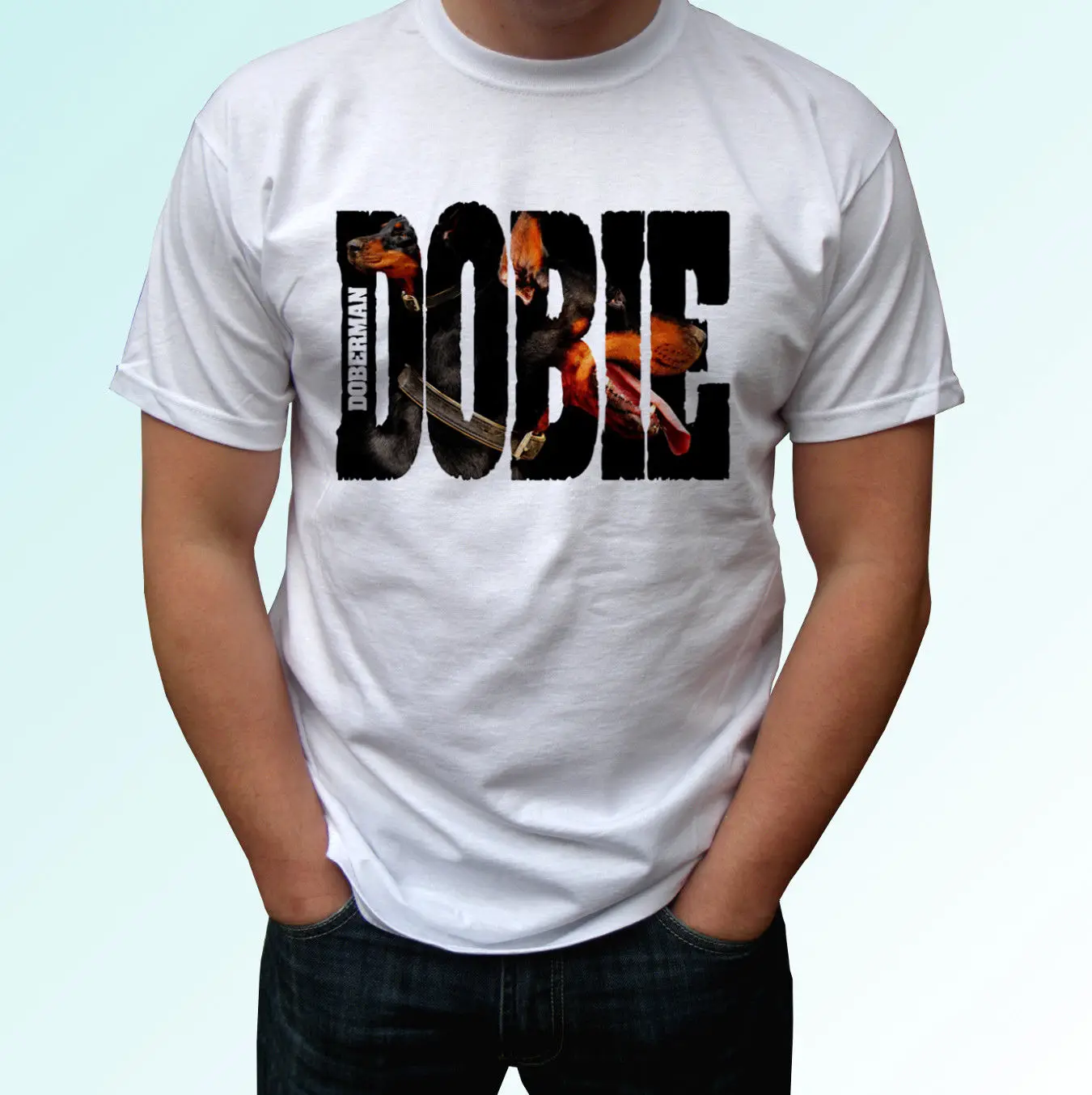Белая футболка Dobie Doberman Pinscher tee Dobermann мужская женская Детская с принтом на заказ
