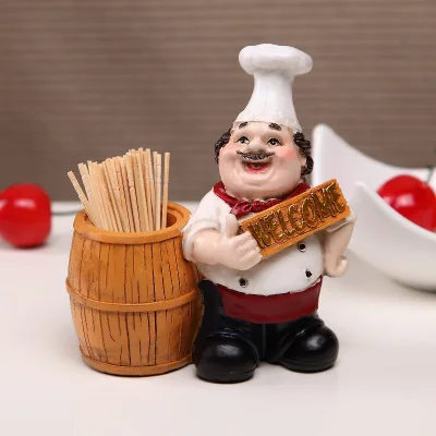 

creative europe chef statue figurine craft home kitchen decoration toothpick holder restaurant table toothpick dispenser LY112