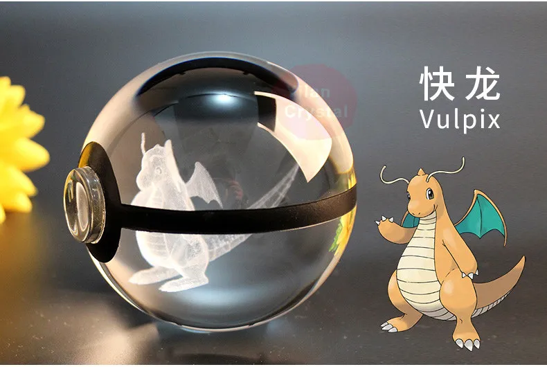 3D лазерной Pokemon шар гравировка Luxray Круглый с украшением в виде кристаллов с черной линией красивая модная женская спортивная обувь мяч 50*50 мм с светодиодный базы 80*80 мм подарок