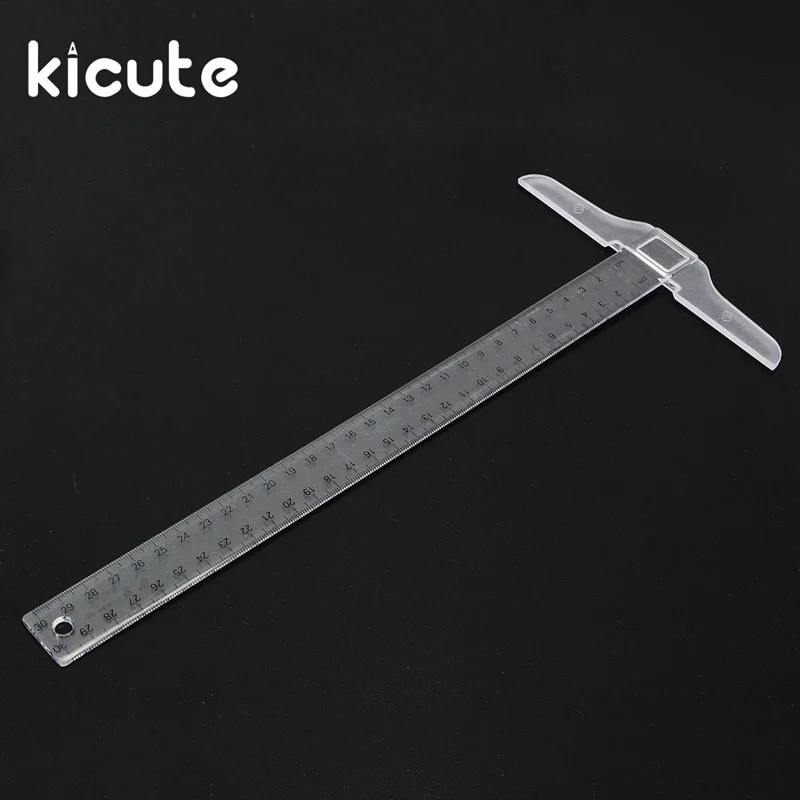 KiCute 1" Т-образная пластиковая линейка прозрачные измерения прямая Линейка Инструмент для измерения принадлежности для рисования