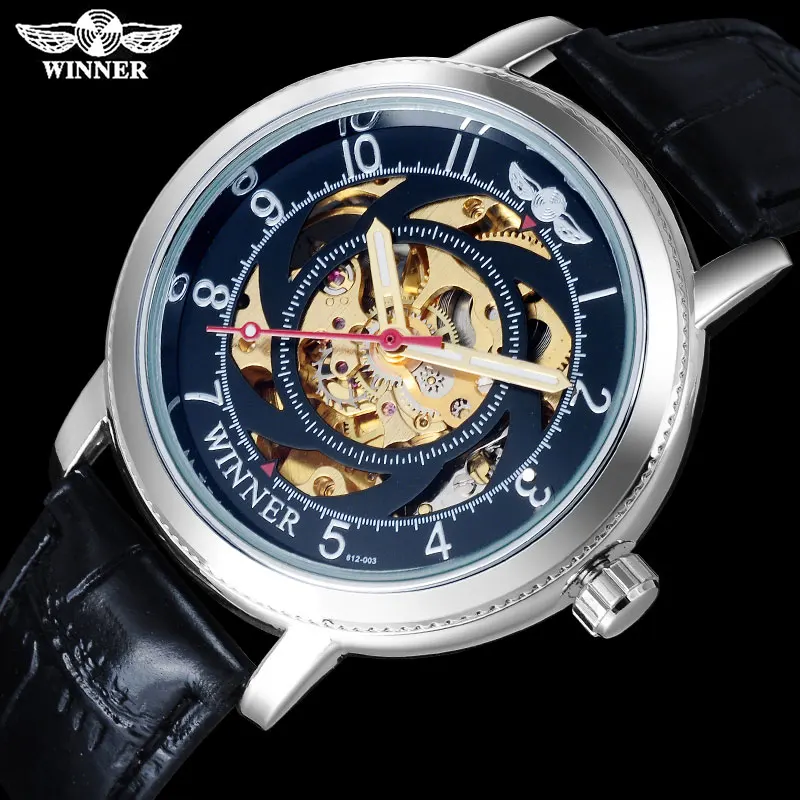 Часы-скелетоны WINNER Мужские механические люксовый бренд модные спортивные