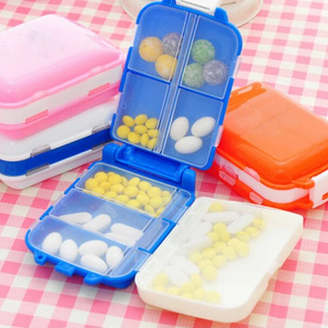 Лучшая, 1 шт., 8 отсеков случайного цвета, 3 слоя, складная коробка для таблеток, контейнер для лекарств, чехол для таблеток, мини-органайзер для ювелирных изделий