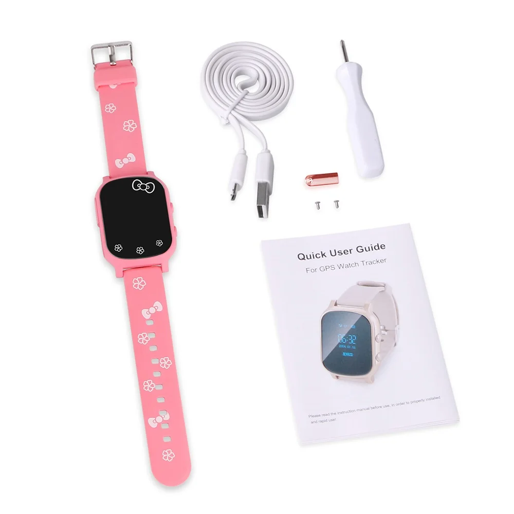 Pink No Box Смарт-часы gps трекер для детей T58 устройство слежения в реальном времени браслет gps локатор SOS голосовой монитор История маршрута телефонная книга - Цвет: Pink No Box