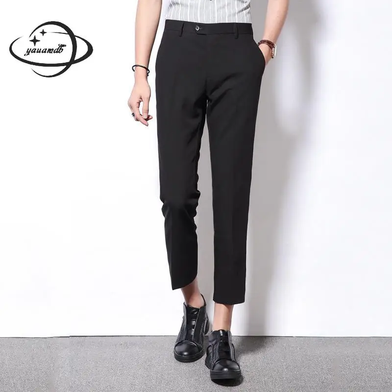 Yauamdb мужские брюки весна осень 29-36 узкие однотонные одежда с карманами на молнии