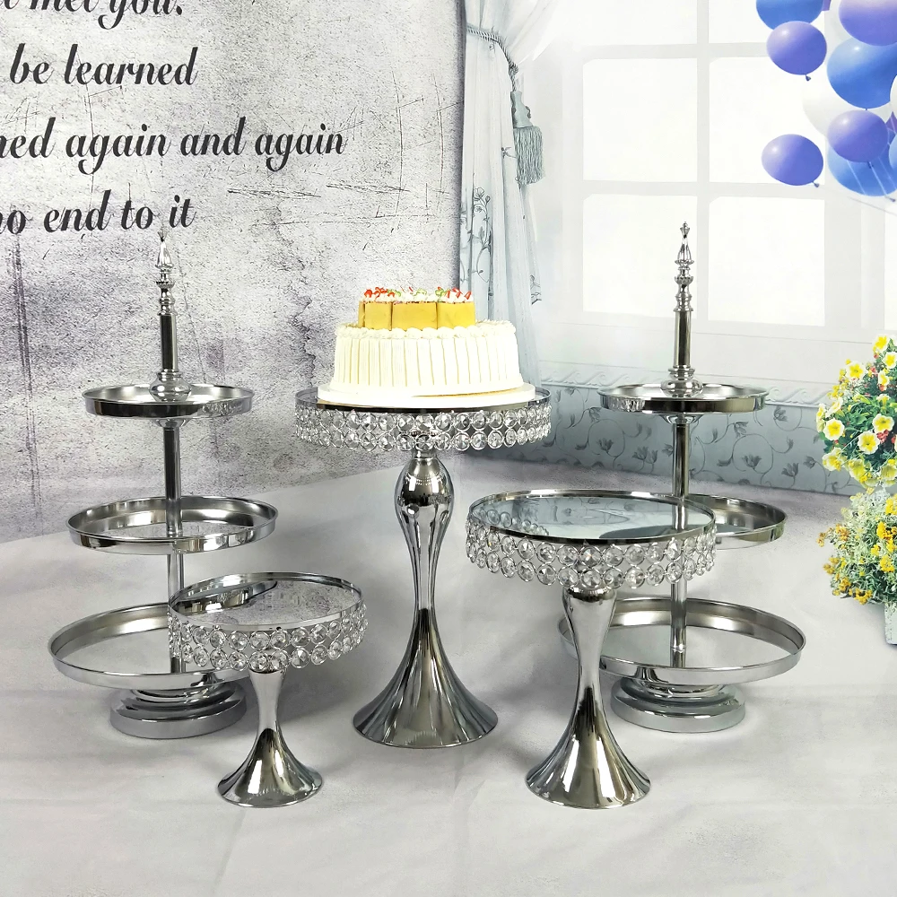 Серебряная Хрустальная подставка для торта Золотое зеркало с гальваническим