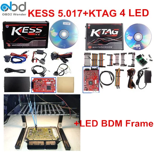 Красный KESS V2 V5.017 V2.47 KTAG K TAG 7,020 V2.25 ECU чип Тюнинг инструмент мастер KESS 5,017 онлайн управление ECM титановые WinOLS - Цвет: KESS Ktag LED Frame