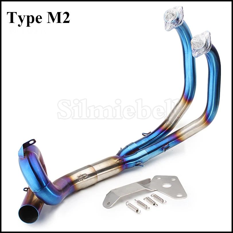 Type M2 Мотоцикл выхлопной модифицированный скутер Slip-On Akrapovic выхлопная Передняя средняя труба полная система для Yamaha MT07 MT 07 FZ07 FZ 07 XSR700 - Цвет: Type M2