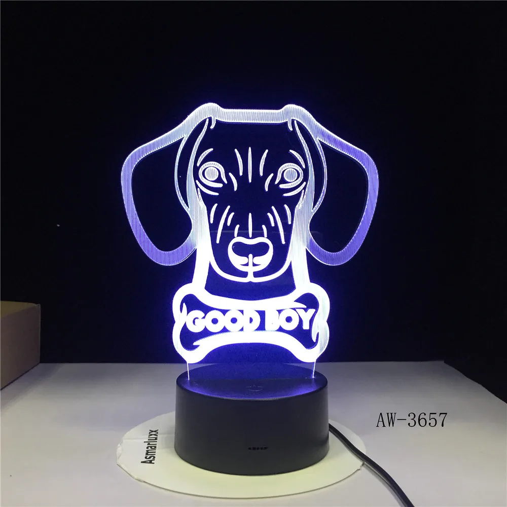 Светодиодный 3d ночник Beagle bассет мопса щенок собачка патруль светодиодный RGBw USB