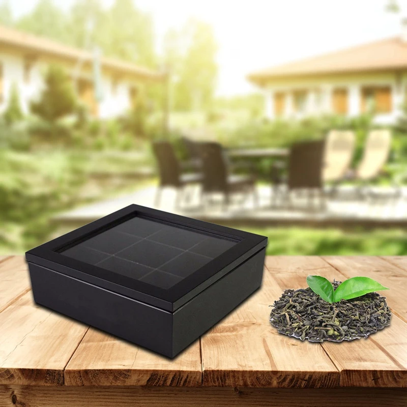 Деревянные чайные пакетики с 9 сетками контейнер для хранения квадратная