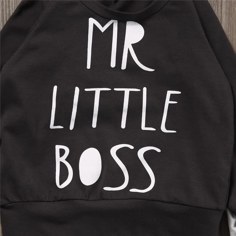 Emmababy 2017 Newborn Baby boy Clothes Set My Little Boss Long Sleeve Cotton T shirt +Pants 2PCS children Outfit Clothing | Детская