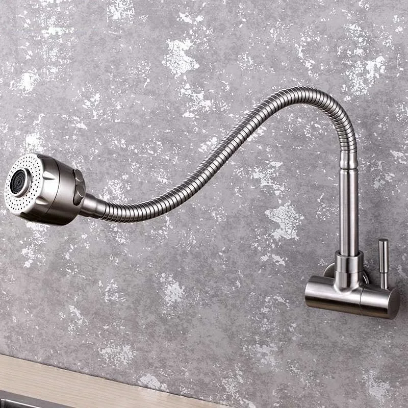 Однотонный смеситель для кухни из нержавеющей стали 304 настенный однорычажный