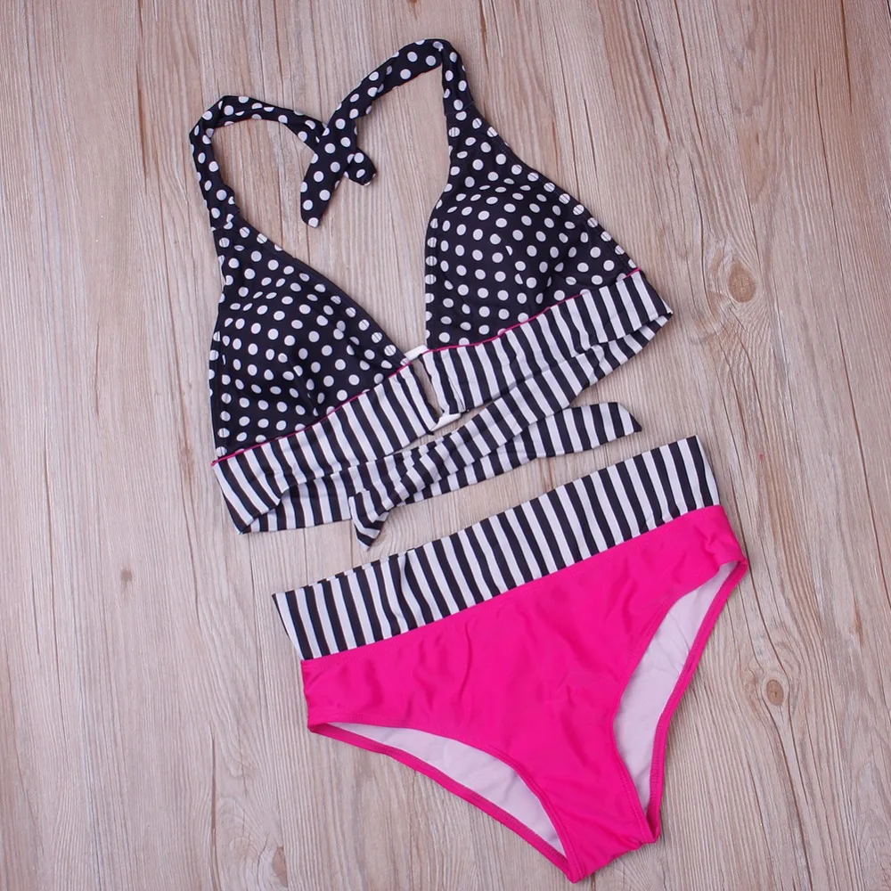 Сексуальное бикини бандаж Плавание ming Для женщин пуш ап в горошек костюм