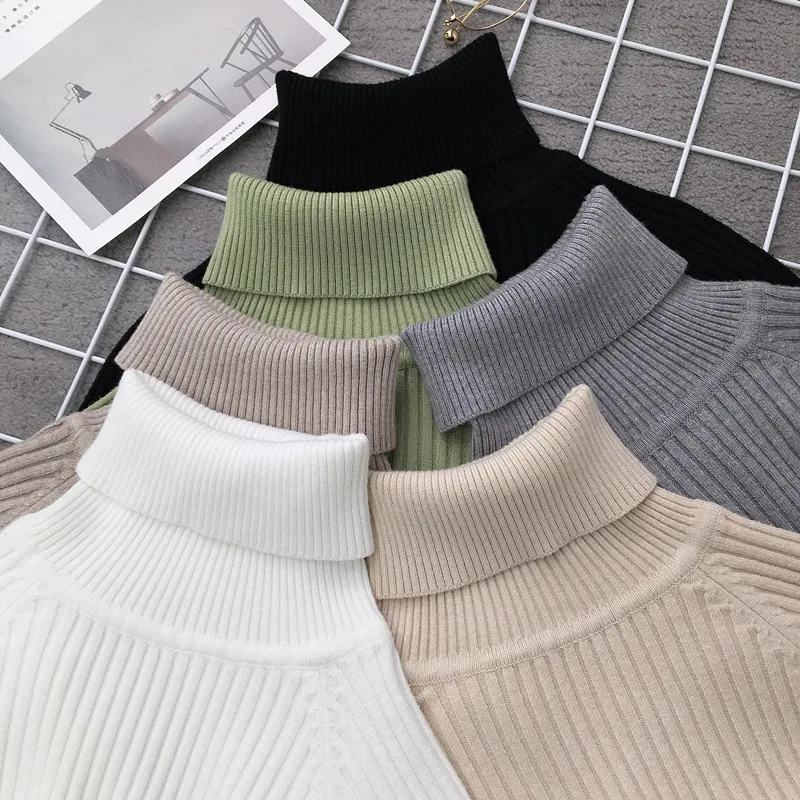 2019 Новая мода осень зима женский свитер с высоким воротом джемпер утолщение