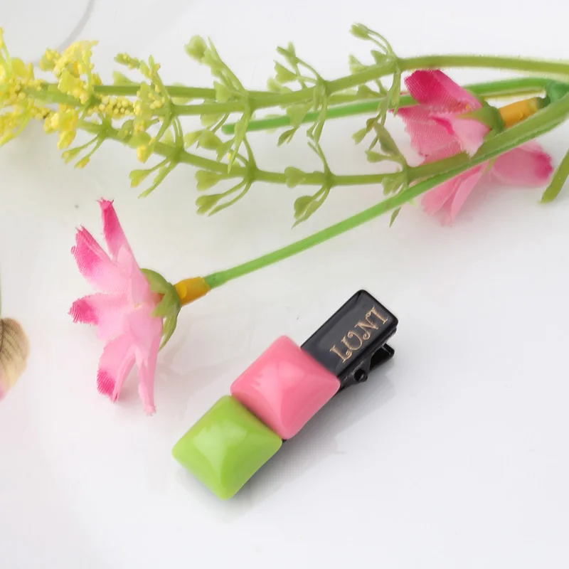 Q Wholesale Children Acrylic Dot Headwear Cute Pea Hair Clips Kids Candy Color Accessories For Girls Barrettes Square Hairpins | Детская