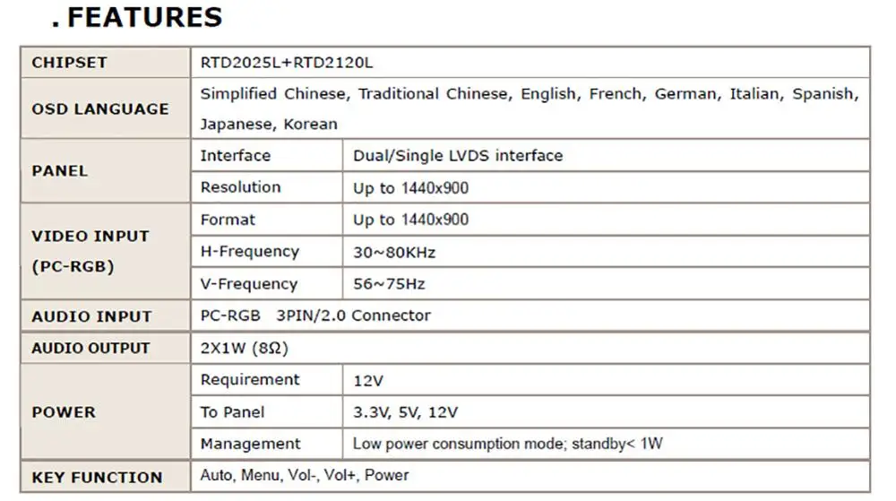 M.RT2270 /    (VGA) LVDS     1366x768  B156XW02 V.2 BT156GW01 v4