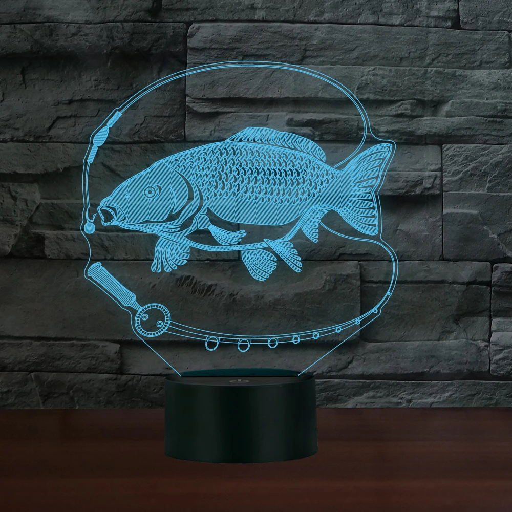 

Fishing Model LED 3D Nightlight 7-Color Changing Fish USB Night lamp Kids Room Decor Best Xmas Gift