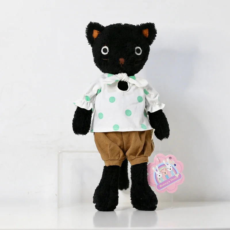 black 1 шт., милые мягкие плюшевые куклы с котом, одежда для кошек, плюшевые игрушки для девочек, детская одежда может быть изменена - Цвет: black