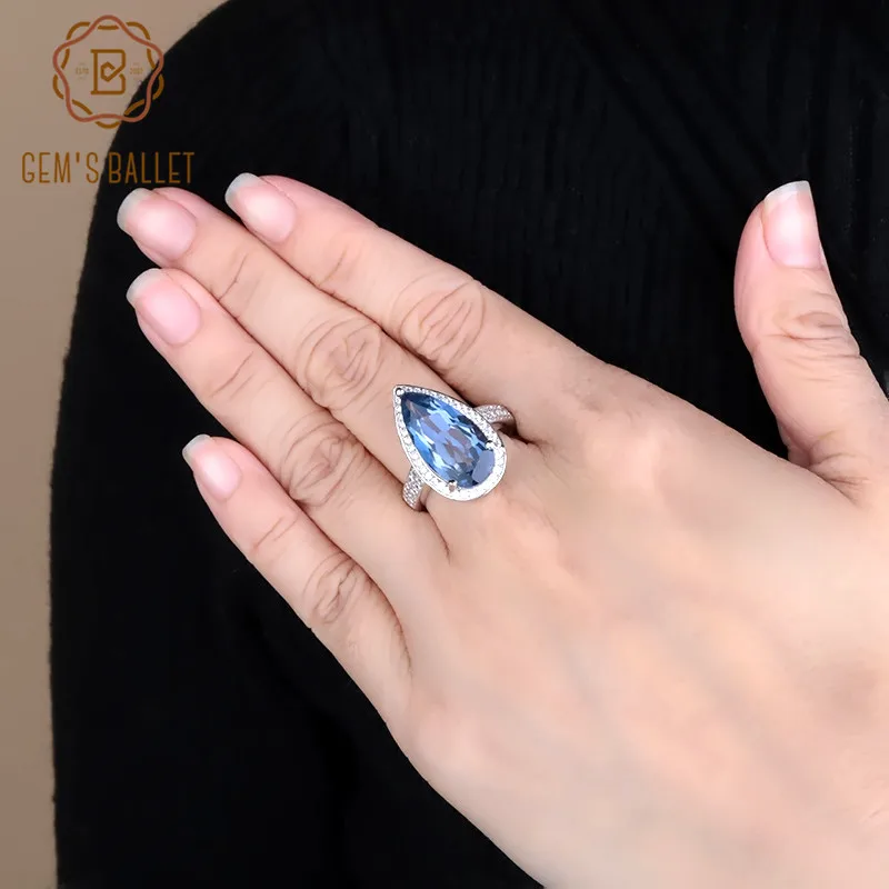 Драгоценный камень 7 89ct натуральный Iolite синий мистик кварц кольцо драгоценный
