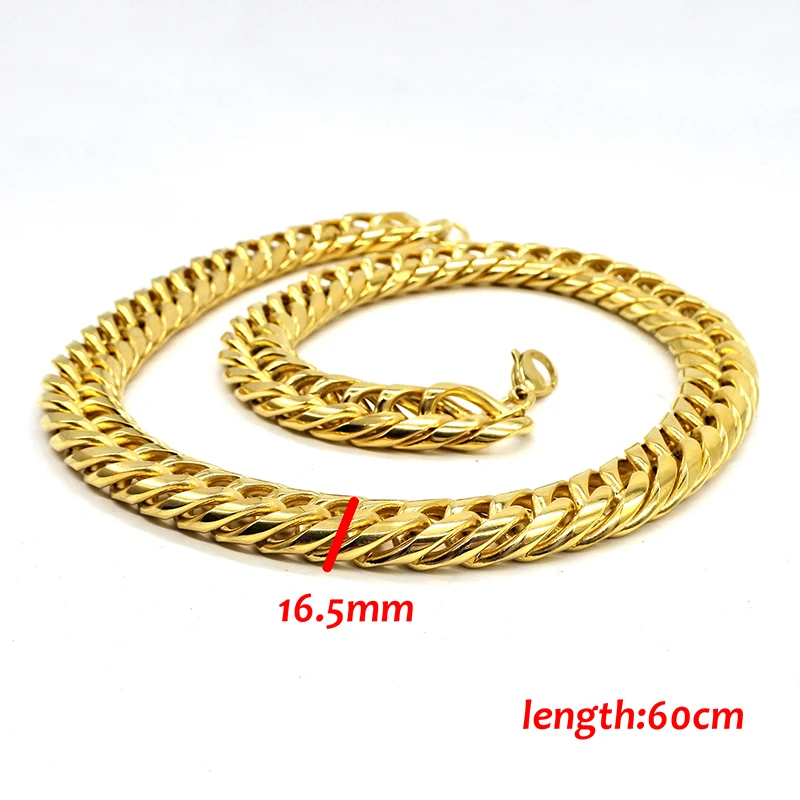 Золотое ожерелье AMUMIU цепочка для мужчин женщин девушек браслет Золотая высокого