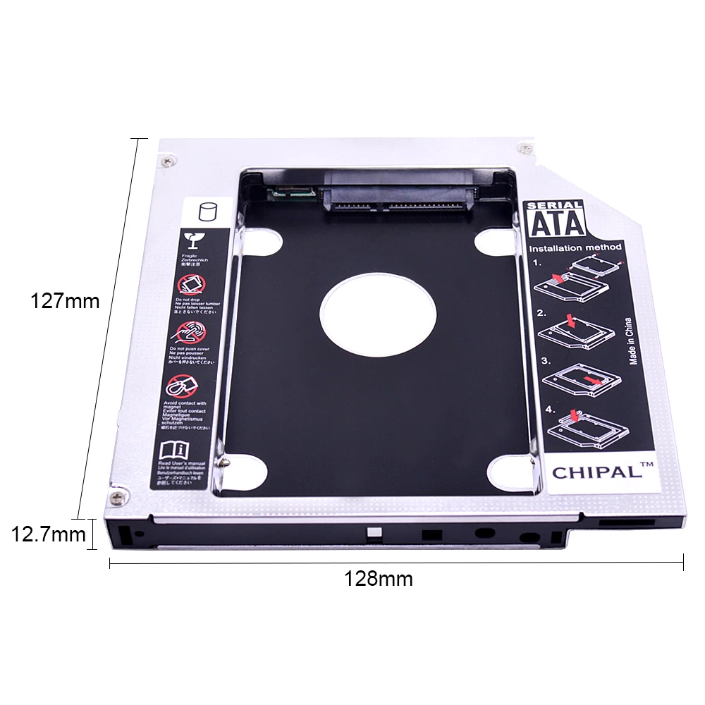 CHIPAL Универсальный двойной светодиодный 2-ой HDD Caddy 12,7 мм для 2," 2 ТБ SSD корпус для жесткого диска корпус для ноутбука CD-ROM DVD-ROM Optibay