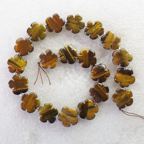 Оптовая продажа натуральный резной камень тигровый глаз цветок свободная бусина