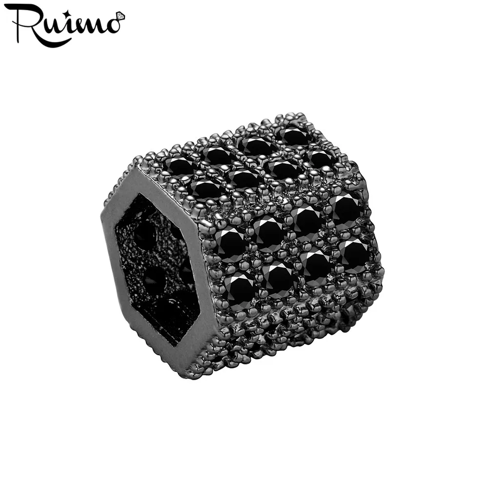 Микро инкрустация RUIMO черные циркониевые шестиугольные призматические шарики