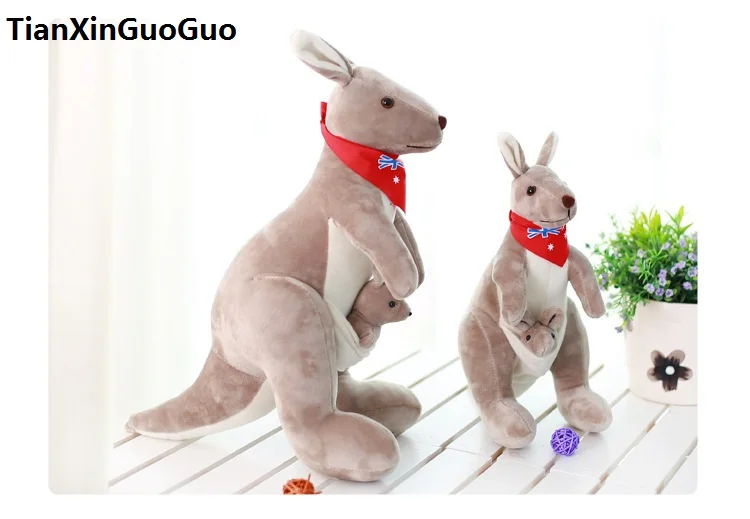 

new arrival stuffed toy Australia kangaroo with red scarf flag plush toy soft doll birthday gift h2007
