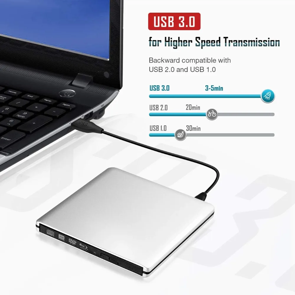 USB 3,0 Bluray привод BD-RW записывающее устройство CD/DVD rom Оптический привод Портативный Внешний Blu ray плеер для hp ноутбук компьютер Apple
