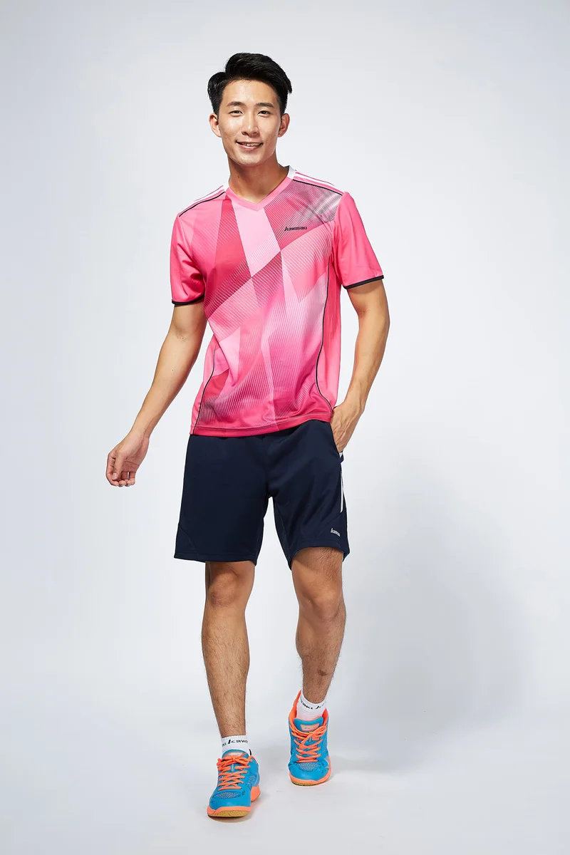 Kawasaki Бренды Для мужчин бадминтон JerseyShort рукав быстросохнущая полиэстер теннис Футболка спортивная Костюмы ST-T1008
