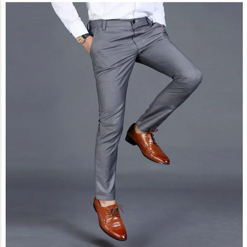 Мужской костюм PNe2019 однотонный облегающий хлопковый деловой брюки высокого