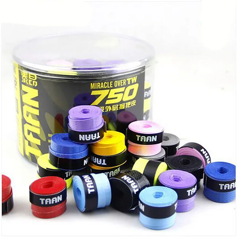 mix-color 60 шт. TAAN Tacky overGrip перфорированная Sweatband PU Теннисная ракетка для верхнего хвата 0,75 мм тонкая бадминтон ручка для ракетки износостойкая - Цвет: mix-color