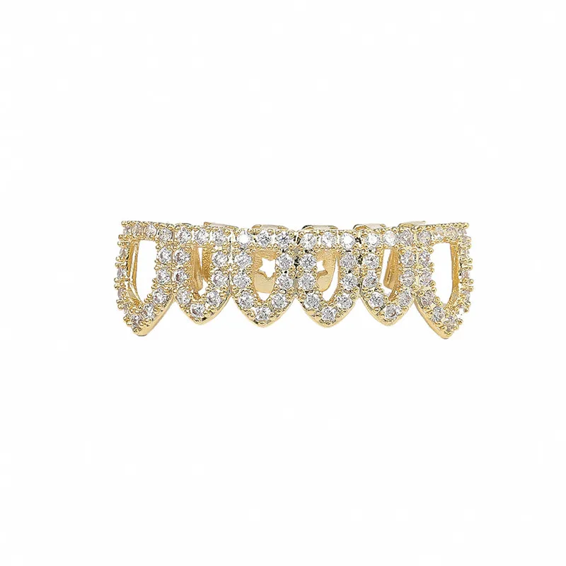 Выдалбливают зубы Grillz AAA циркон Топ и низ зуб набор для мужчин и женщин подарок на Хэллоуин мода Grillz хип хоп ювелирные изделия