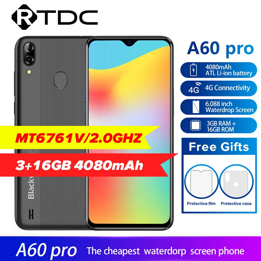 Blackview A60 Pro смартфон с четырёхъядерным процессором Android 9 0 Pie 4080 мАч 3 ГБ + 16