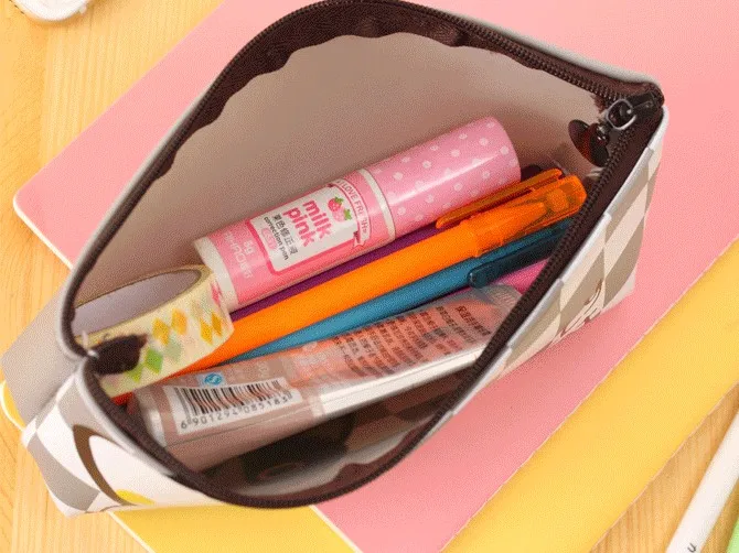 Креативный милый чехол карандаш из искусственной кожи на молнии с милым котом