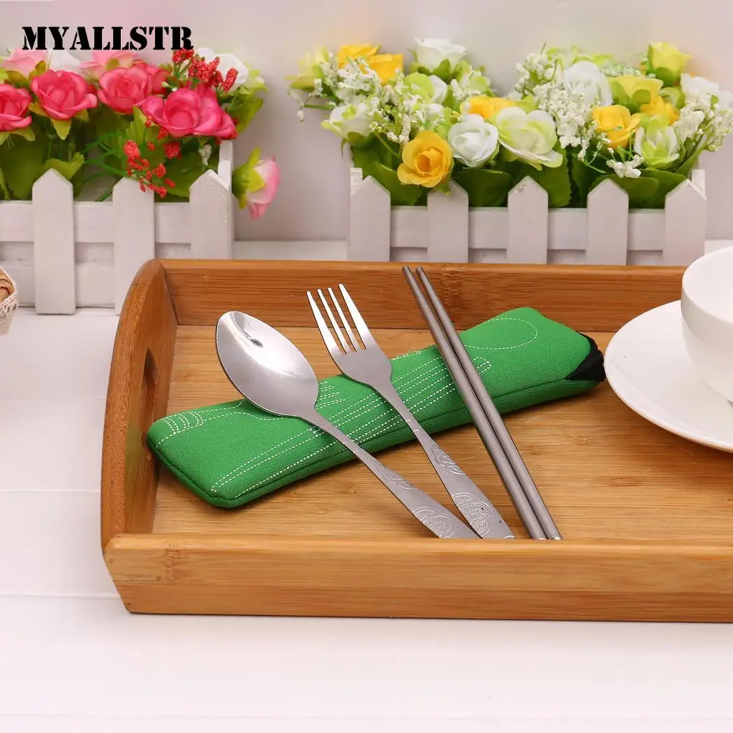 3Pcs Cutlery Portable Stainless Steel Tableware Dinnerware Camping Set |