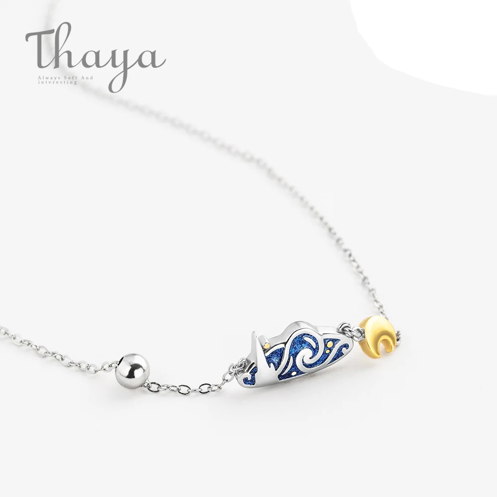 Thaya s925 Серебряное изумрудное ожерелье Ван Гога блестящее небо золото Луна Звезда подвесное ожерелье в богемном стиле винтажное ювелирное изделие для женщин