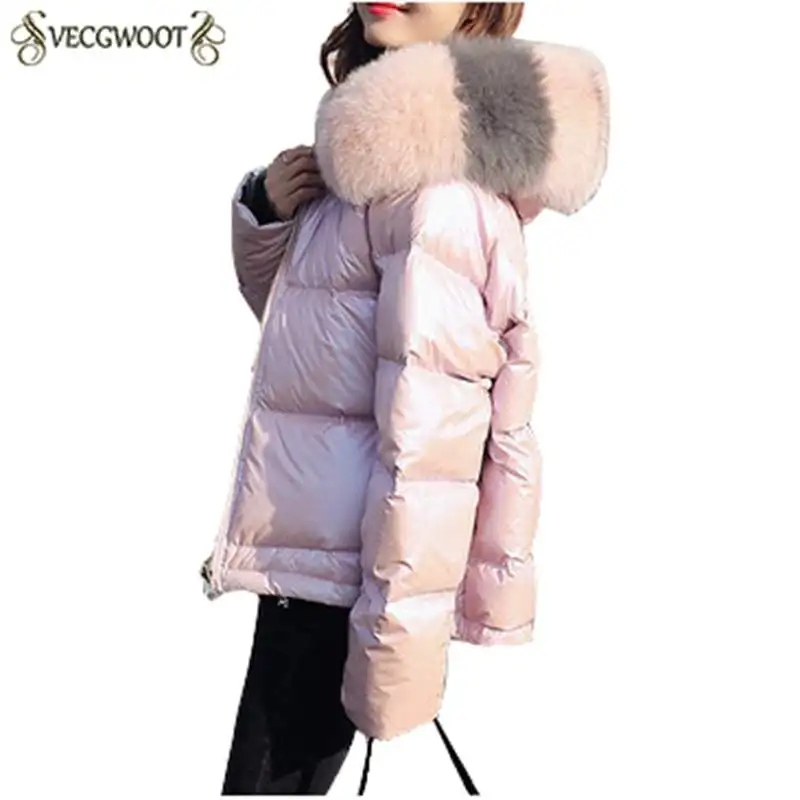 Women Real Fur Coats Down Jackets with Fox Trim Lady's Fashion Long Sleeve Zipped Outerwear Fall Winter Warm Overcoat UX68 | Женская - Фото №1