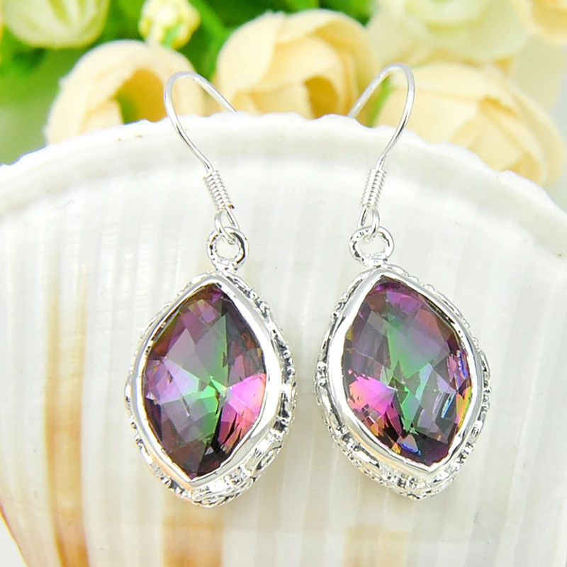 Сумасшедший новинка винтажный стиль серьги радуга мистик топаз сережки для