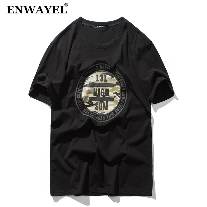 ENWAYEL бренд 2018 новый летний футболка Для мужчин Повседневное мода Slim Fit Stretch